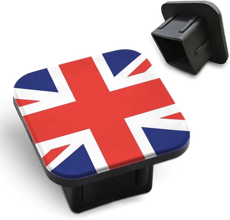 Tnomchey United Kingdom Flag Towing Cover Blue Red White UK Flag England Great Britain Patriotic Sturdy Rubber Tow Hitch Cover Insert Receiver Tube Cover Cap Fit for 2 Inch Hitch Receivers - Image 1